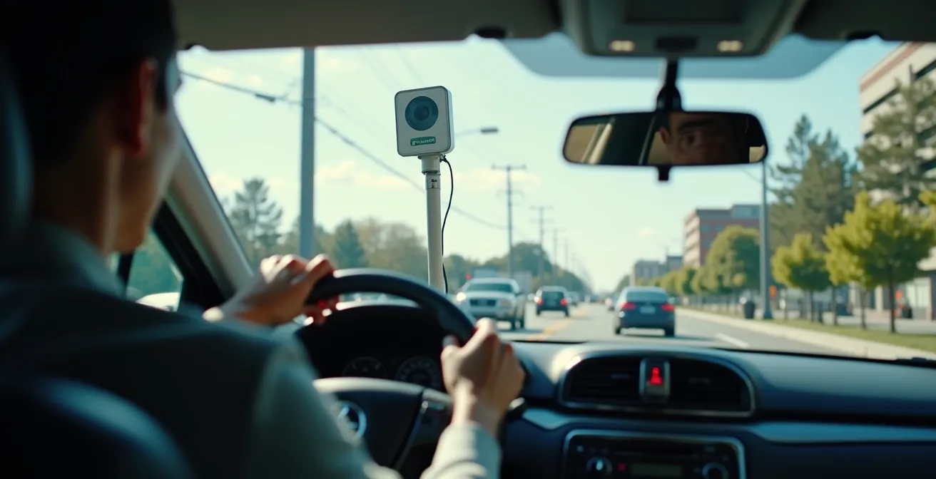 ANPR camera systeem bij ingang milieuzone in stad