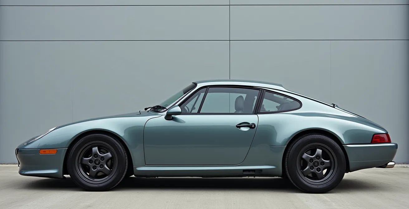 Detailopname van ongelijke naden tussen autopanelen na schadeherstel