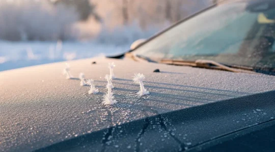 Bevroren leidingen van een autoruitensproeier systeem in de winter