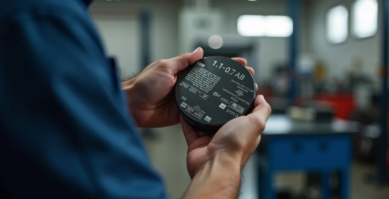 Detailopname van E-keurmerk op auto-onderdeel tijdens inspectie