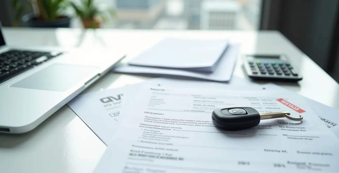 Bureau met importdocumenten, Certificaat van Overeenstemming en Nederlandse kentekenplaat in compositie