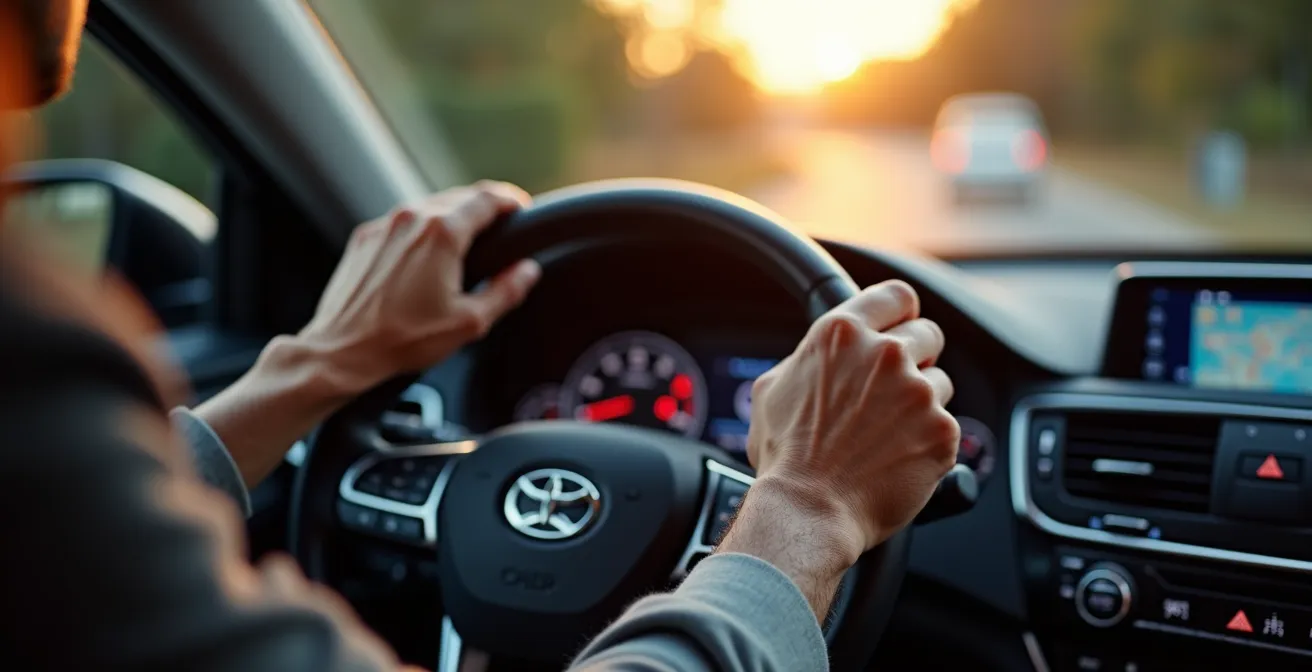 Dashboard display met onderhoudsmelding in moderne auto