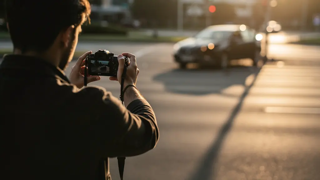 Professionele documentatie van auto-ongeval met correcte fotohoeken