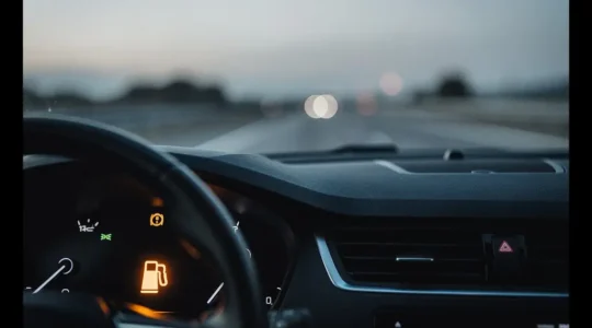 Waarschuwingslampje voor laag remvloeistofpeil op autodashboard